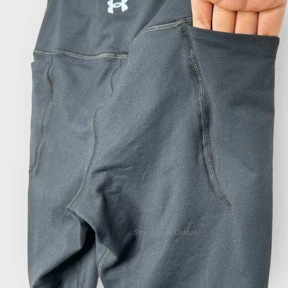 Under Armour Cropped Athleisure Leggings | Black Small High Waist Pockets Sporty - Picture 4 of 10